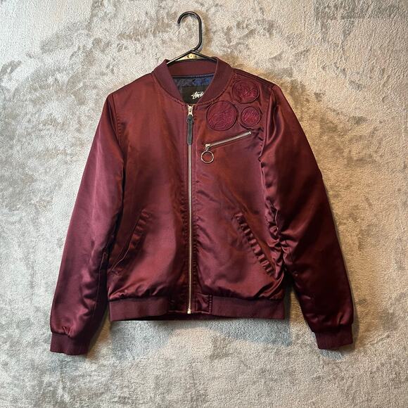 Stussy World Tribe Red Bomber Jacket XS Streetwear Y2K Skater Vibes Grail - Picture 1 of 7